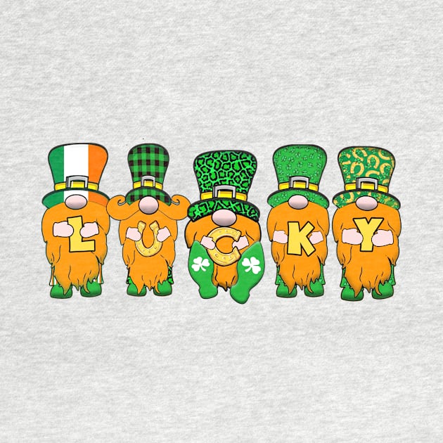 5 Cute Irish Gnomes Leprechauns Lucky Green Shamrocks by Kdeal12